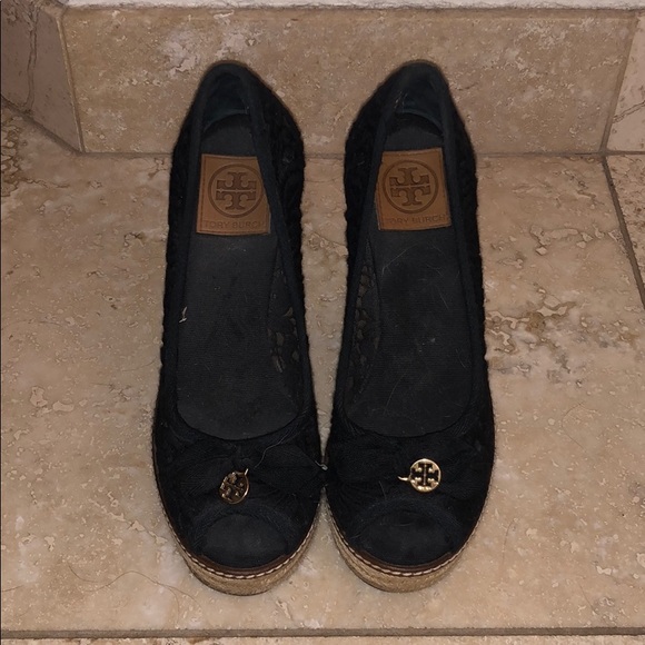 Tory Burch Jackie Wedge Sandal - Ivory/navy Size 9 M US | eBay Tory Burch Jackie Wedges